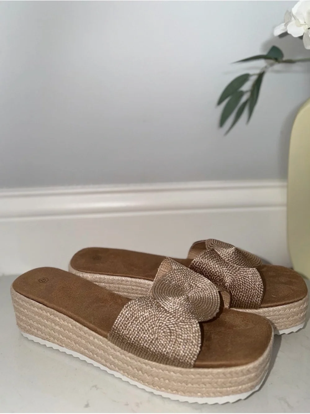 Bronze Woven Platform Sandals | Coastal Vacation | Beach Boho | Size 11 - Picture 2 of 10